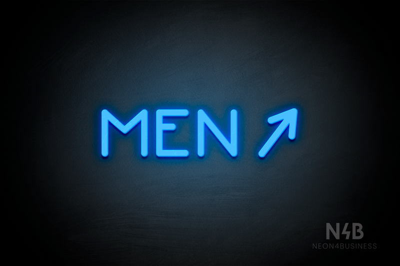 "MEN" (right arrow tilted upwards, Mountain font) - LED neon sign