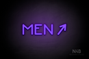 "MEN" (right arrow tilted upwards, Mountain font) - LED neon sign