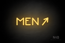 "MEN" (right arrow tilted upwards, Mountain font) - LED neon sign