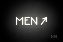 "MEN" (right arrow tilted upwards, Mountain font) - LED neon sign