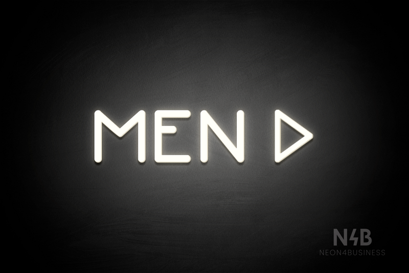 "MEN" (right arrow, Mountain font) - LED neon sign