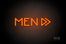 "MEN" (right double arrow, Mountain font) - LED neon sign