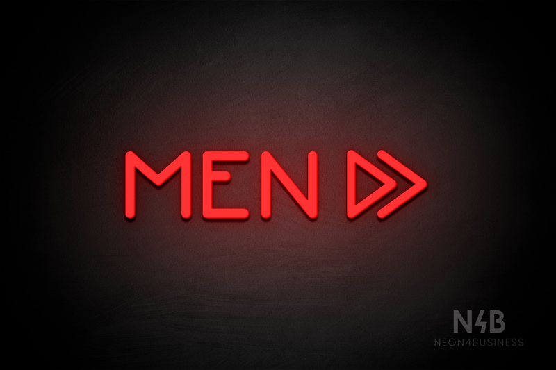 "MEN" (right double arrow, Mountain font) - LED neon sign