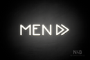 "MEN" (right double arrow, Mountain font) - LED neon sign