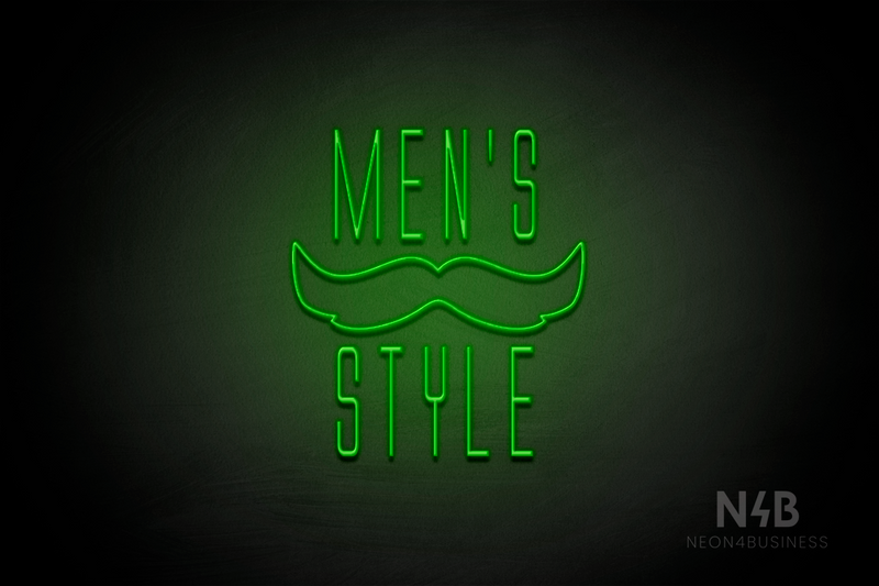"MEN'S STYLES" Moustache (Naturally Expanded font) - LED neon sign
