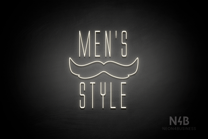 "MEN'S STYLES" Moustache (Naturally Expanded font) - LED neon sign