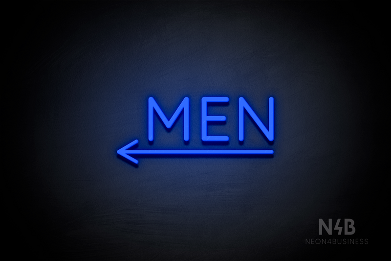 "MEN" (bottom left arrow, Castle font) - LED neon sign