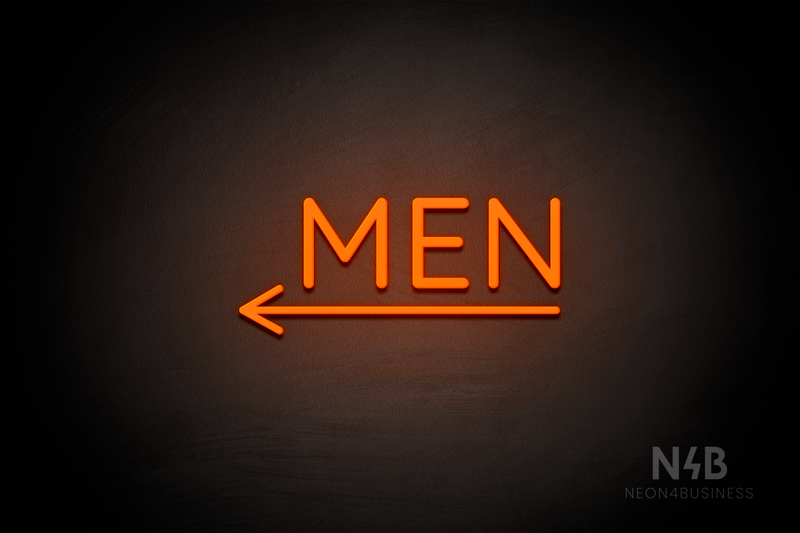 "MEN" (bottom left arrow, Castle font) - LED neon sign