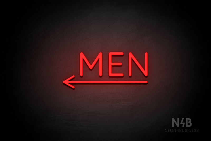 "MEN" (bottom left arrow, Castle font) - LED neon sign