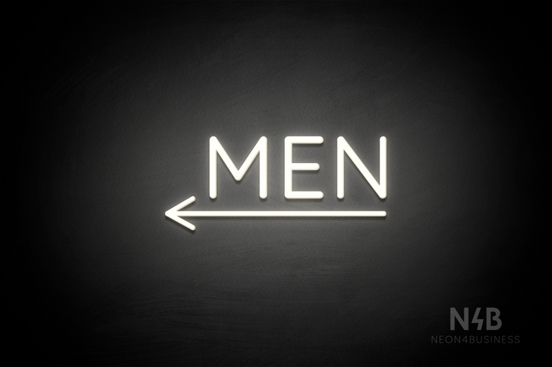 "MEN" (bottom left arrow, Castle font) - LED neon sign