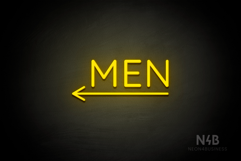 "MEN" (bottom left arrow, Castle font) - LED neon sign