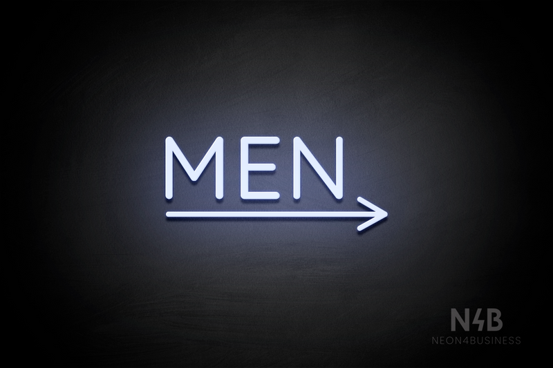 "MEN" (bottom right arrow, Castle font) - LED neon sign