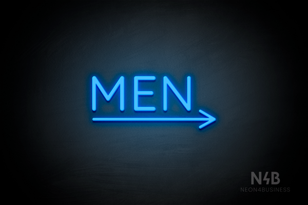 "MEN" (bottom right arrow, Castle font) - LED neon sign