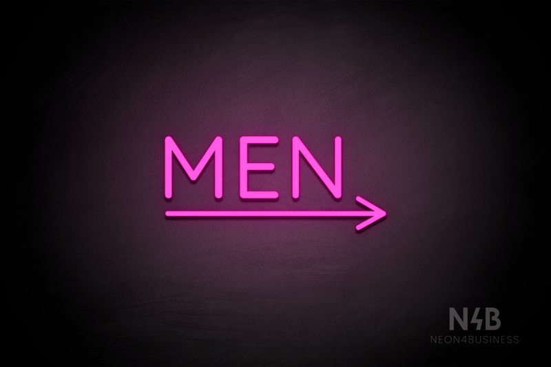 "MEN" (bottom right arrow, Castle font) - LED neon sign