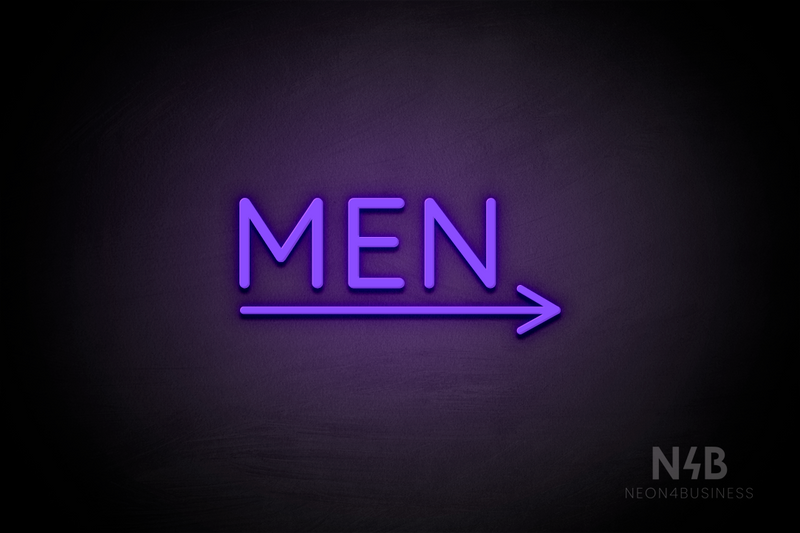 "MEN" (bottom right arrow, Castle font) - LED neon sign