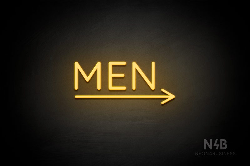 "MEN" (bottom right arrow, Castle font) - LED neon sign