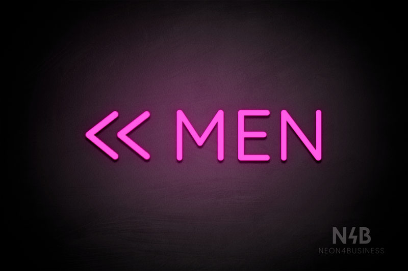 "MEN" (double left side arrow, Castle font) - LED neon sign