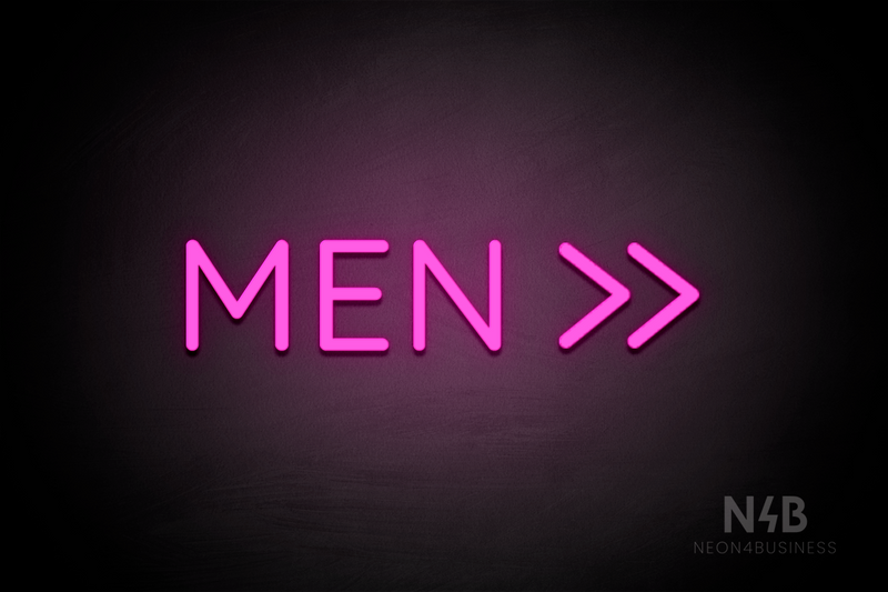 "MEN" (double right side arrow, Castle font) - LED neon sign