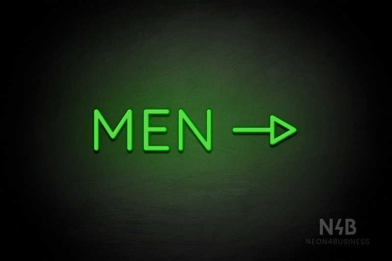 "MEN" (right side arrow, Castle font) - LED neon sign