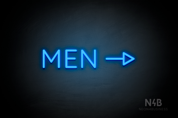 "MEN" (right side arrow, Castle font) - LED neon sign