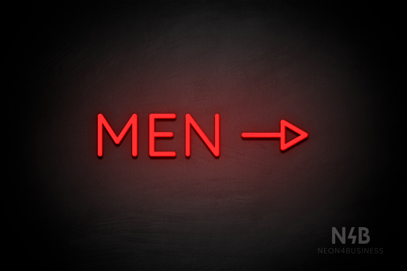 "MEN" (right side arrow, Castle font) - LED neon sign