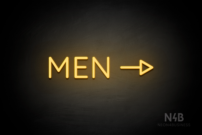 "MEN" (right side arrow, Castle font) - LED neon sign