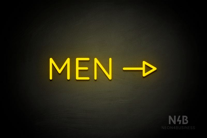 "MEN" (right side arrow, Castle font) - LED neon sign