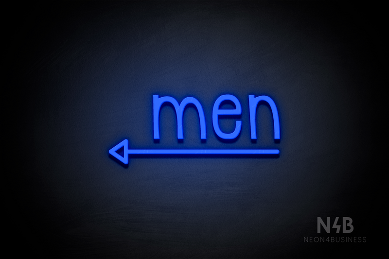 "Men" (bottom left arrow, Monoline font) - LED neon sign