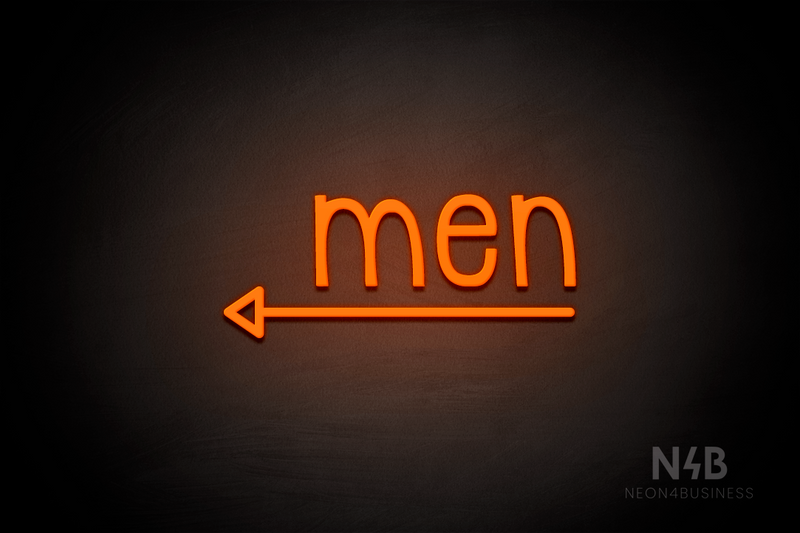 "Men" (bottom left arrow, Monoline font) - LED neon sign