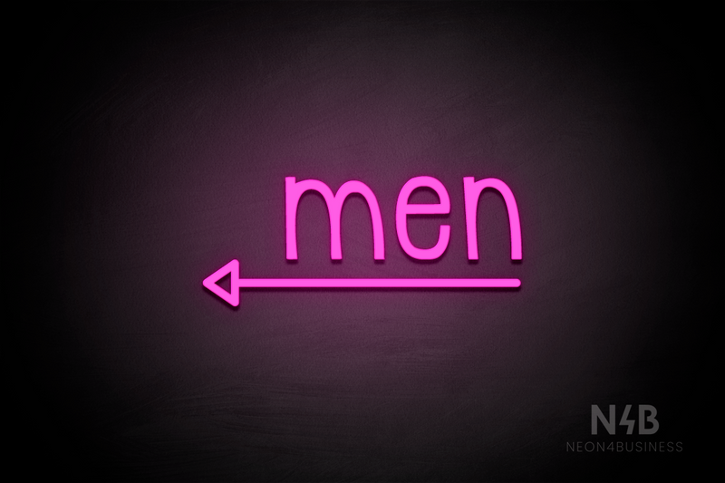 "Men" (bottom left arrow, Monoline font) - LED neon sign