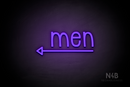 "Men" (bottom left arrow, Monoline font) - LED neon sign