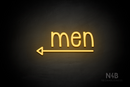 "Men" (bottom left arrow, Monoline font) - LED neon sign