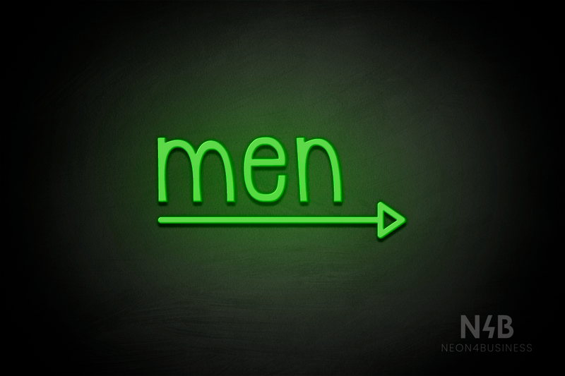 "Men" (bottom right arrow, Monoline font) - LED neon sign