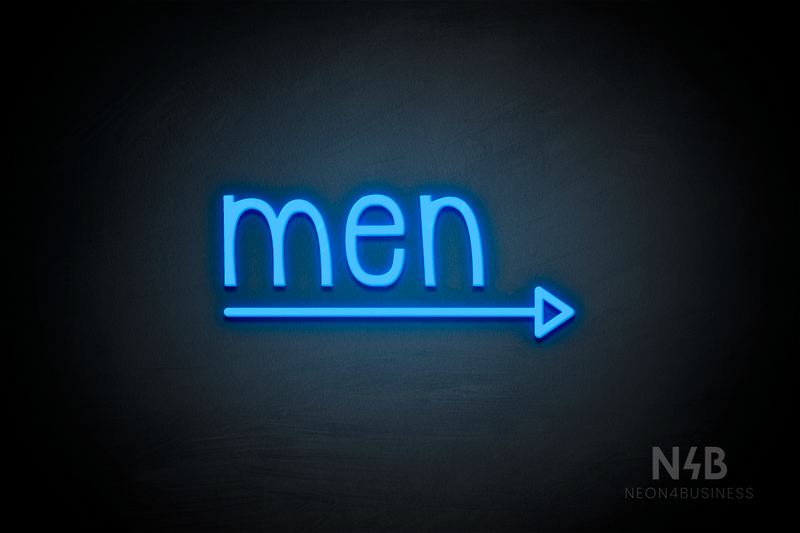 "Men" (bottom right arrow, Monoline font) - LED neon sign