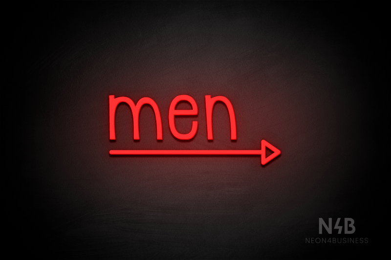 "Men" (bottom right arrow, Monoline font) - LED neon sign