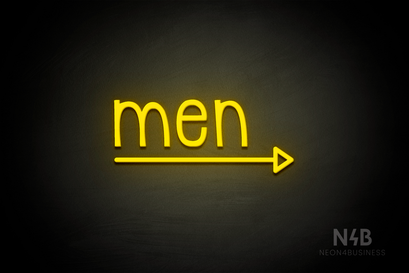 "Men" (bottom right arrow, Monoline font) - LED neon sign