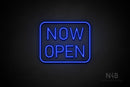 "NOW OPEN" (capitals, Bicca font) - LED neon sign