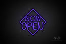 "NOW OPEN" (capitals, Typing Regular font / capitals, Butterfly font) - LED neon sign