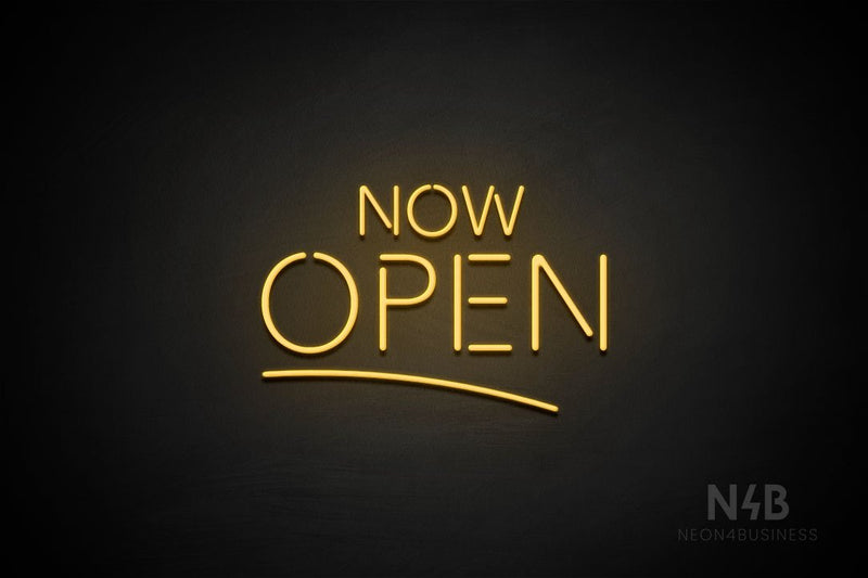 "NOW OPEN" (capitals, Monty font) - LED neon sign