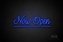 "Now Open" (underlined, Velvet font) - LED neon sign