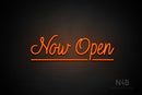 "Now Open" (underlined, Velvet font) - LED neon sign