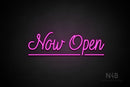 "Now Open" (underlined, Velvet font) - LED neon sign