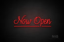 "Now Open" (underlined, Velvet font) - LED neon sign