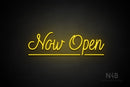 "Now Open" (underlined, Velvet font) - LED neon sign