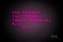 "ONE TEQUILA TWO TEQUILA THREE TEQUILAAA FLOOR" (RutmerHand font) - LED neon sign