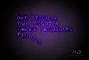 "ONE TEQUILA TWO TEQUILA THREE TEQUILAAA FLOOR" (RutmerHand font) - LED neon sign