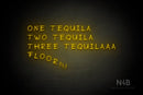 "ONE TEQUILA TWO TEQUILA THREE TEQUILAAA FLOOR" (RutmerHand font) - LED neon sign
