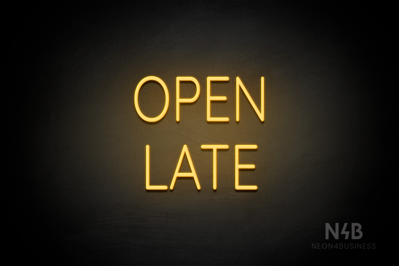 "OPEN LATE" (Castle font) - LED neon sign