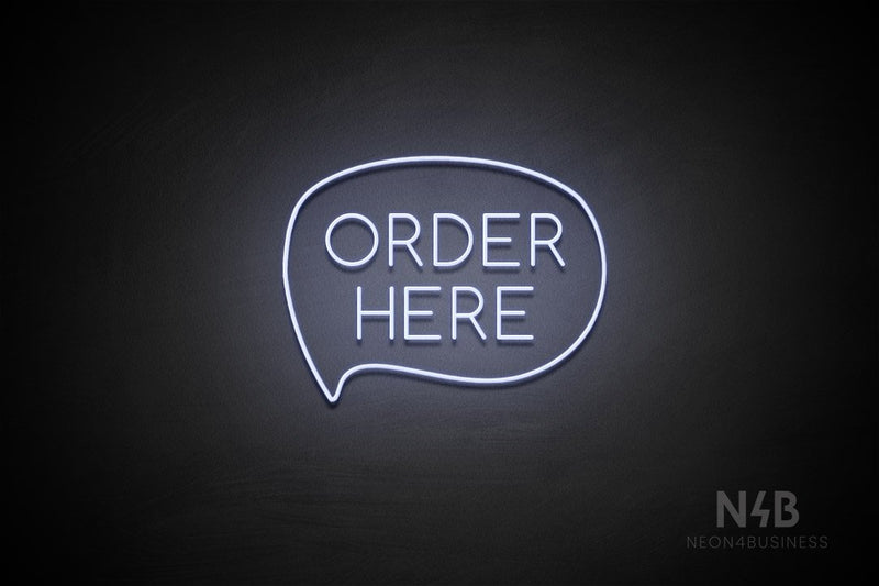 "ORDER HERE" (capitals, left bubble, Cooper font) - LED neon sign