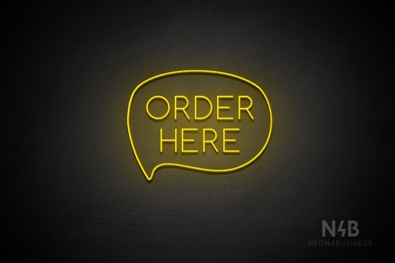 "ORDER HERE" (capitals, left bubble, Cooper font) - LED neon sign